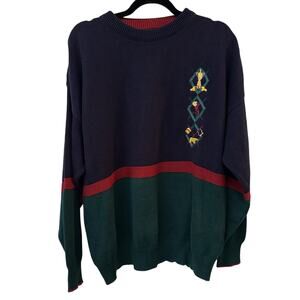 Vintage Golden Bear~Jack Nicklaus Embroidered Golf Sweater Cotton Made In USA XL